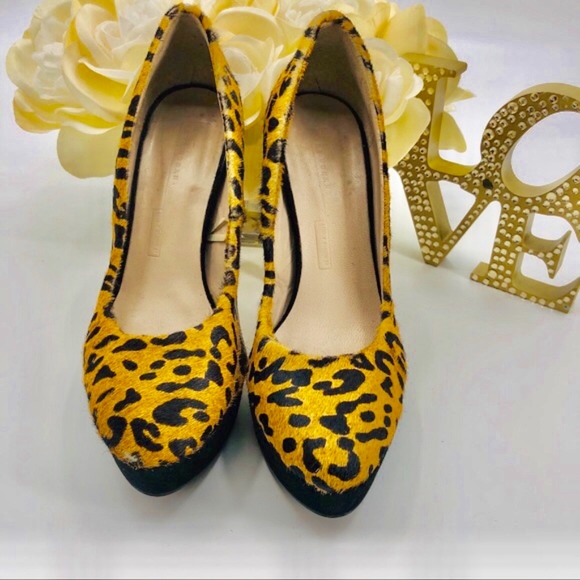 Zara Woman Cheetah Red Heel Platform Pumps - Picture 6 of 7